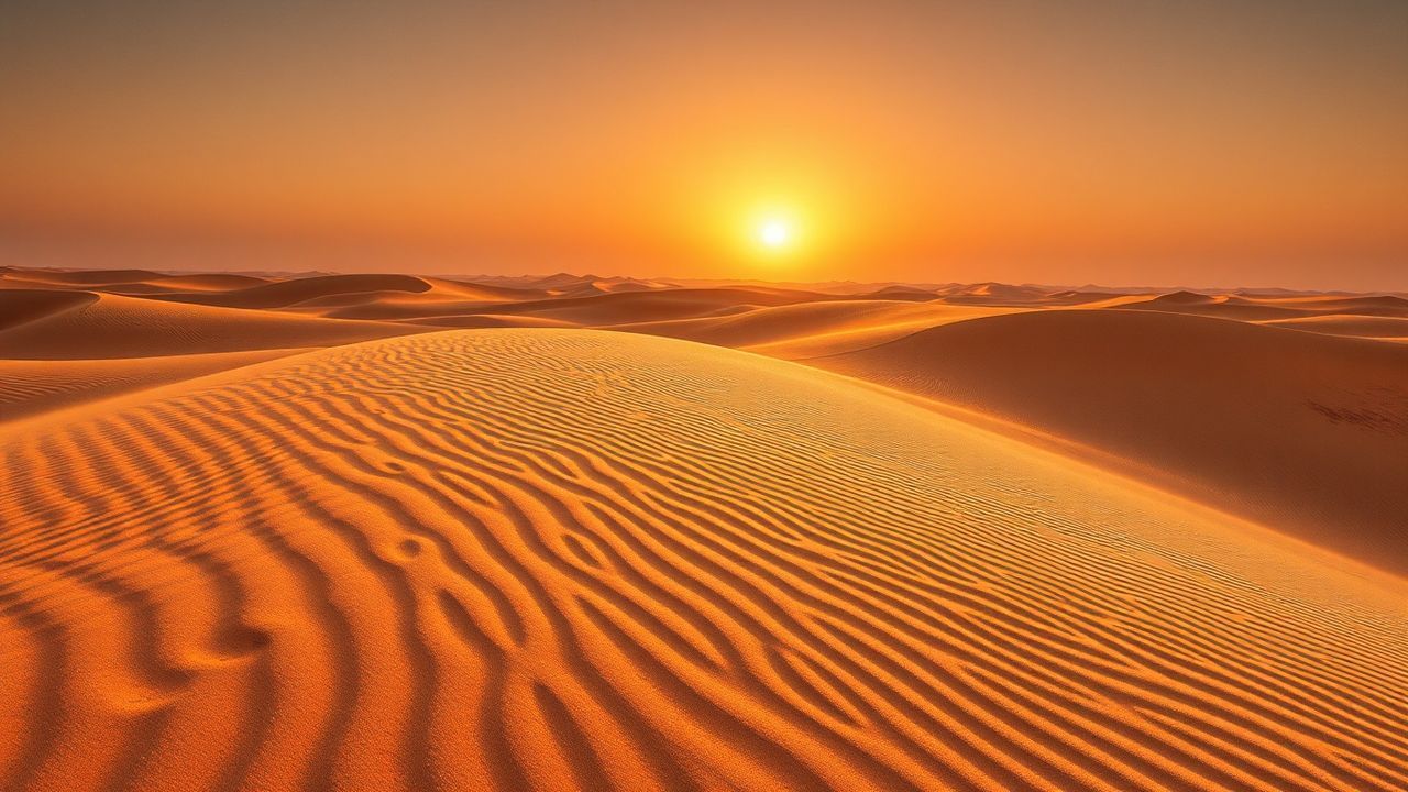 Splendid Sahara Dunes Ripples in Golden Light