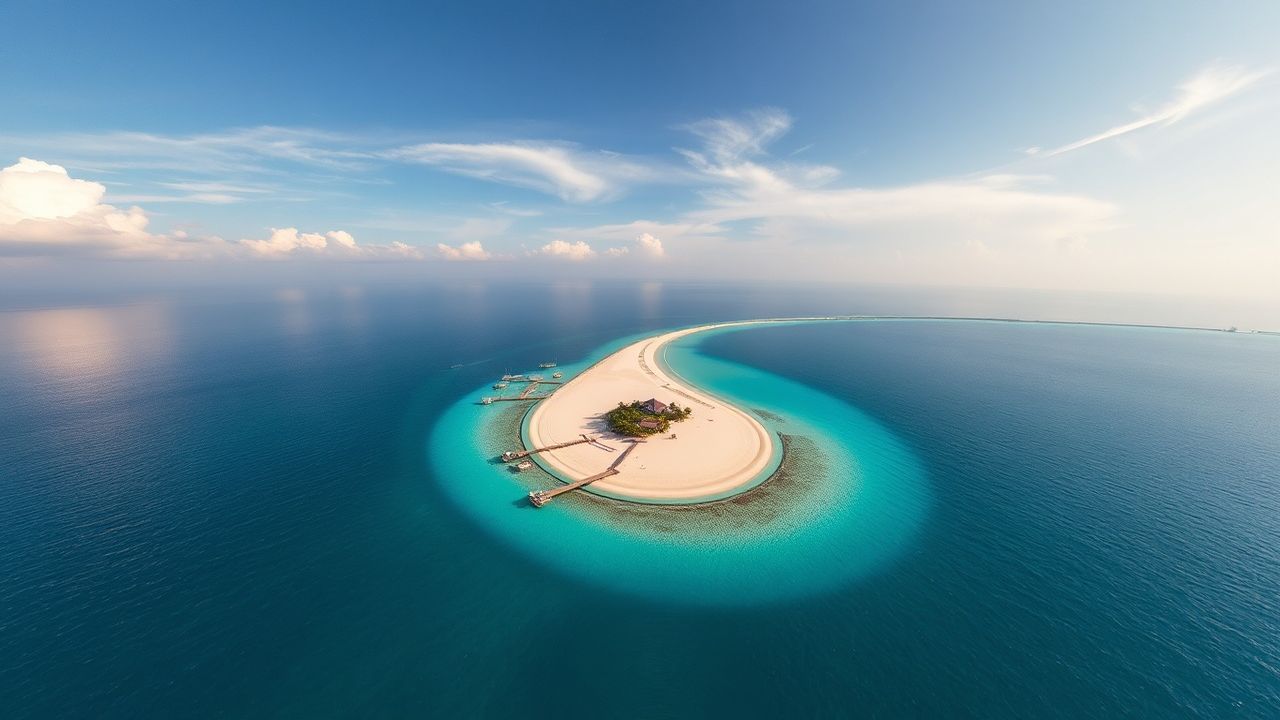 Ornate Maldives Sandbar Island from Above