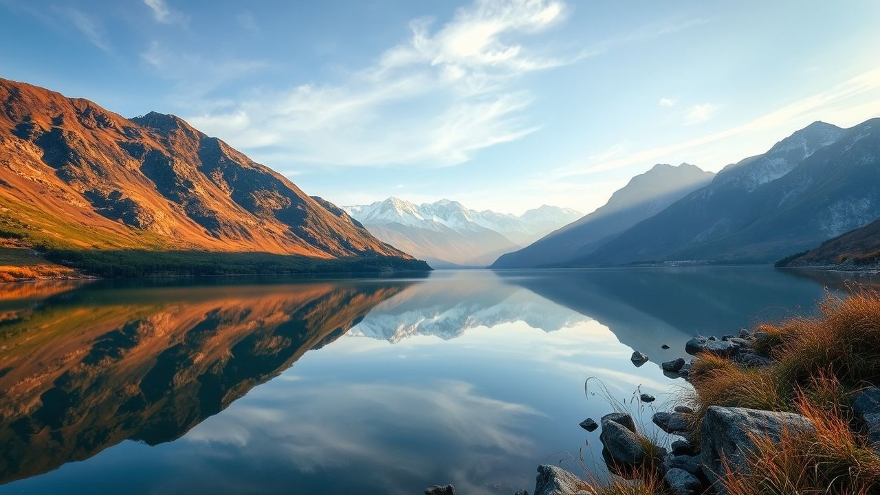 Resplendent Lake Mirror Mountains Reflections