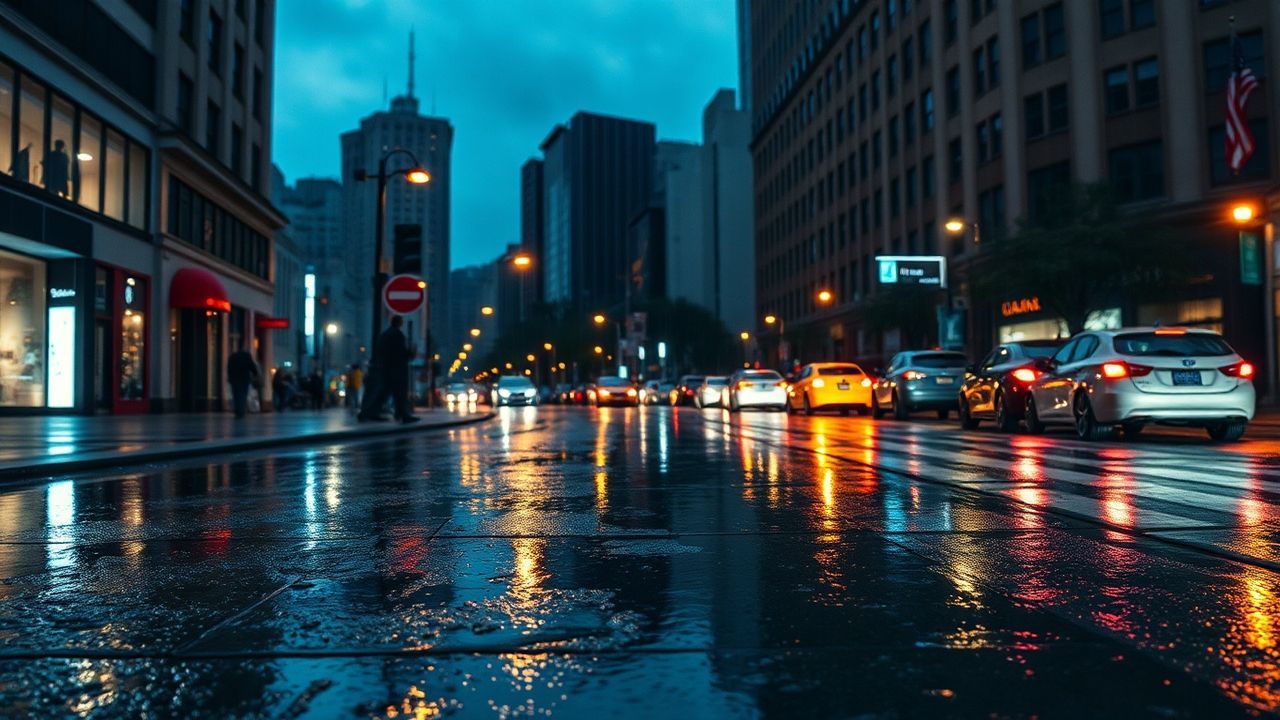 Dazzling Street Reflections Lights in the Rain
