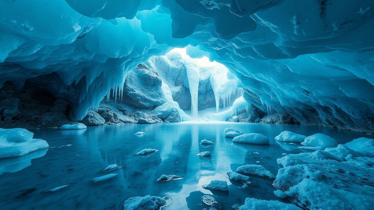 Brilliant Ice Cave Interior Crystal