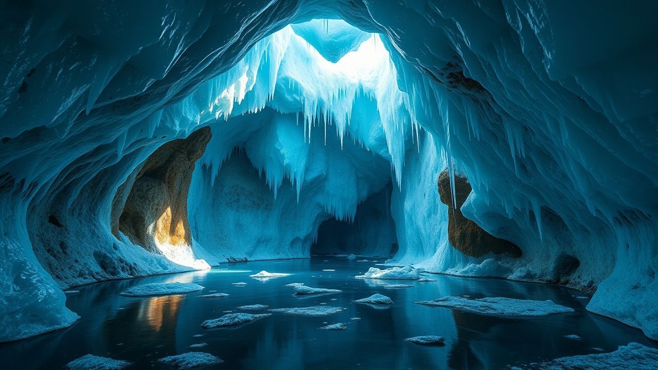 Dreamlike Ice Cave Interior Crystal