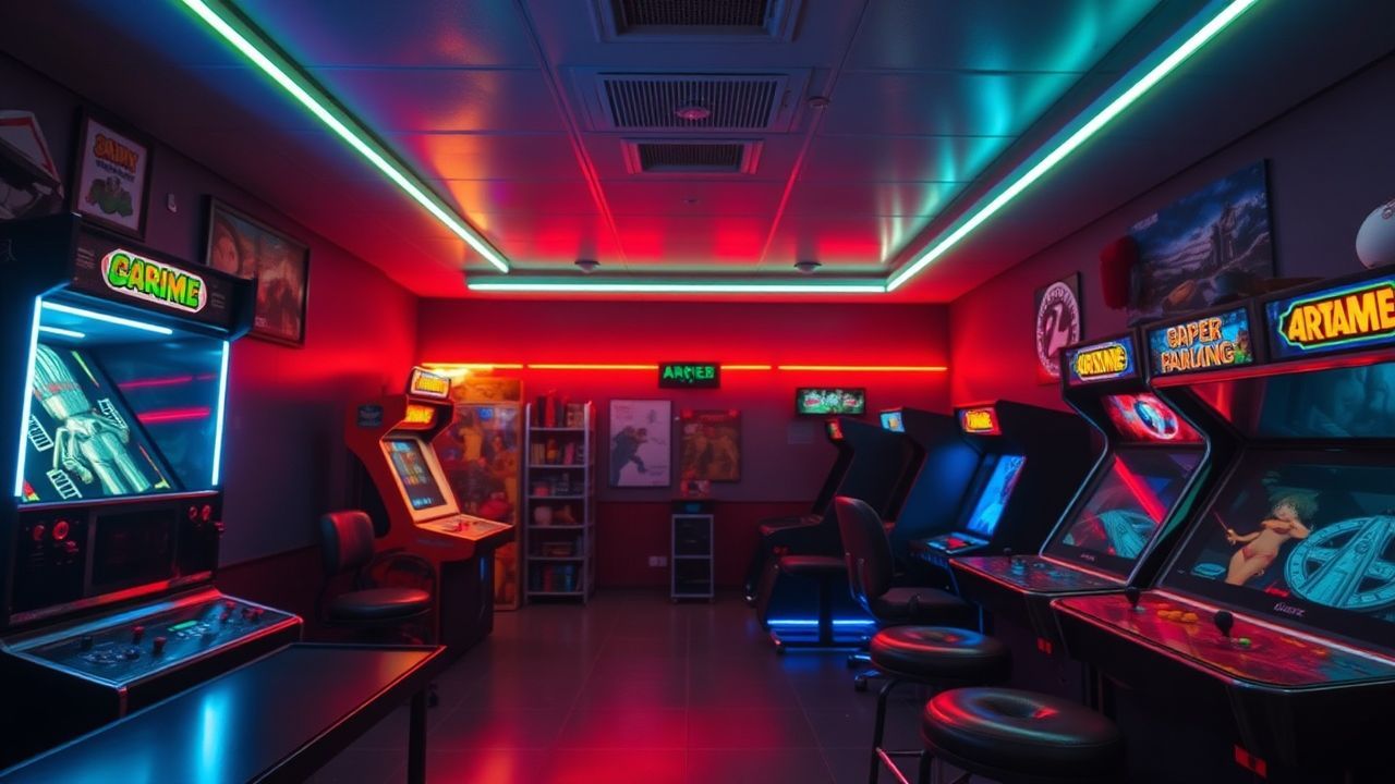 Exquisite Arcade Cabinet Glow Neon Dreams