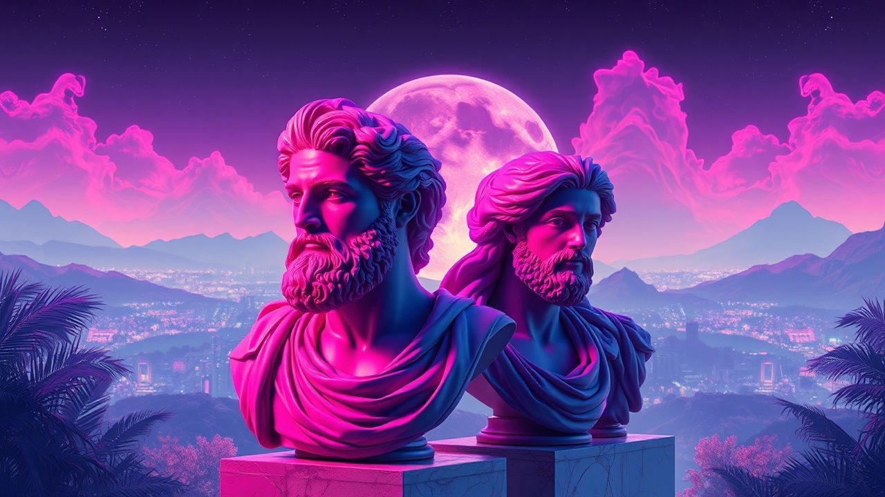 Tranquil Vaporwave Roman Busts