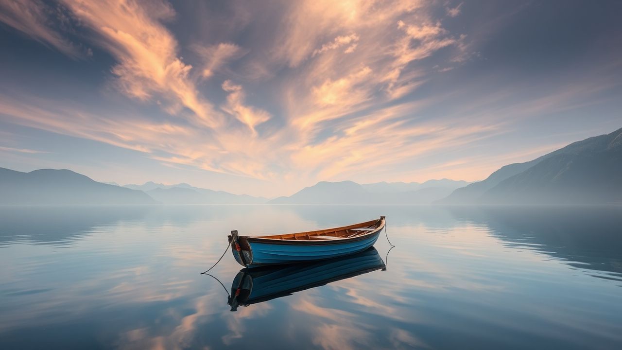 Stunning Single Boat Calm Reflections