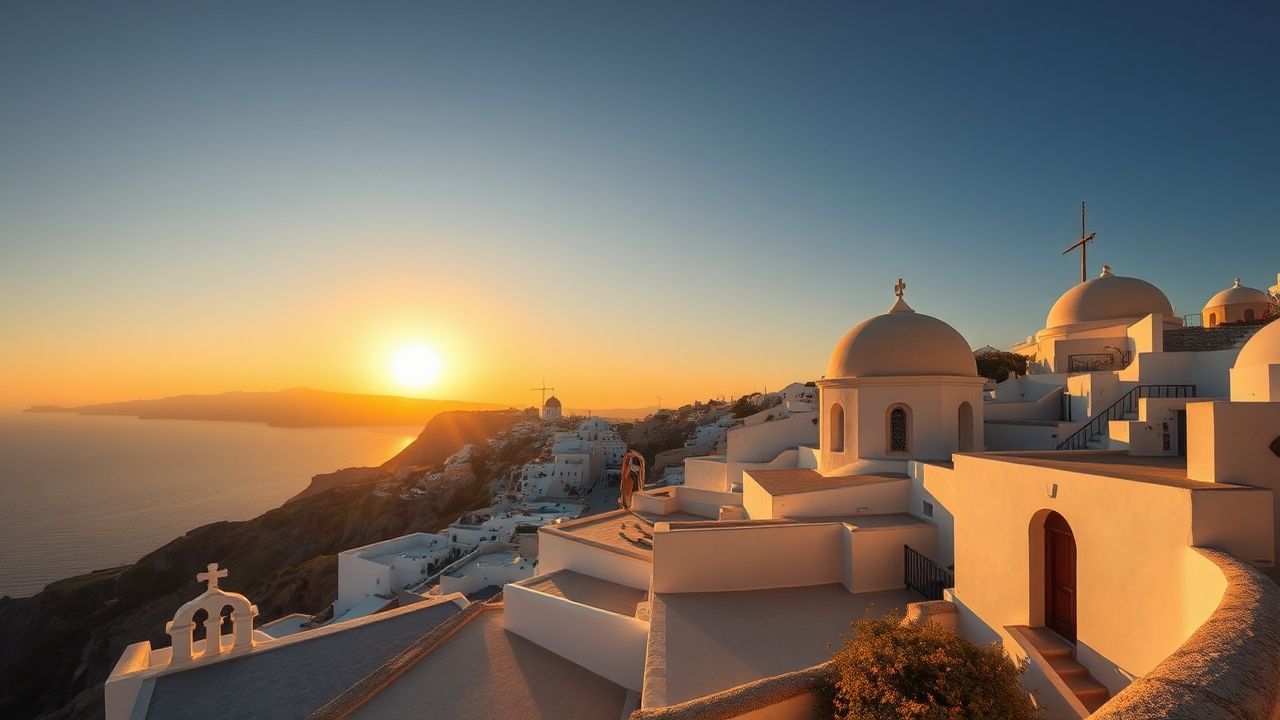 Brilliant Santorini Domes White at Sunset