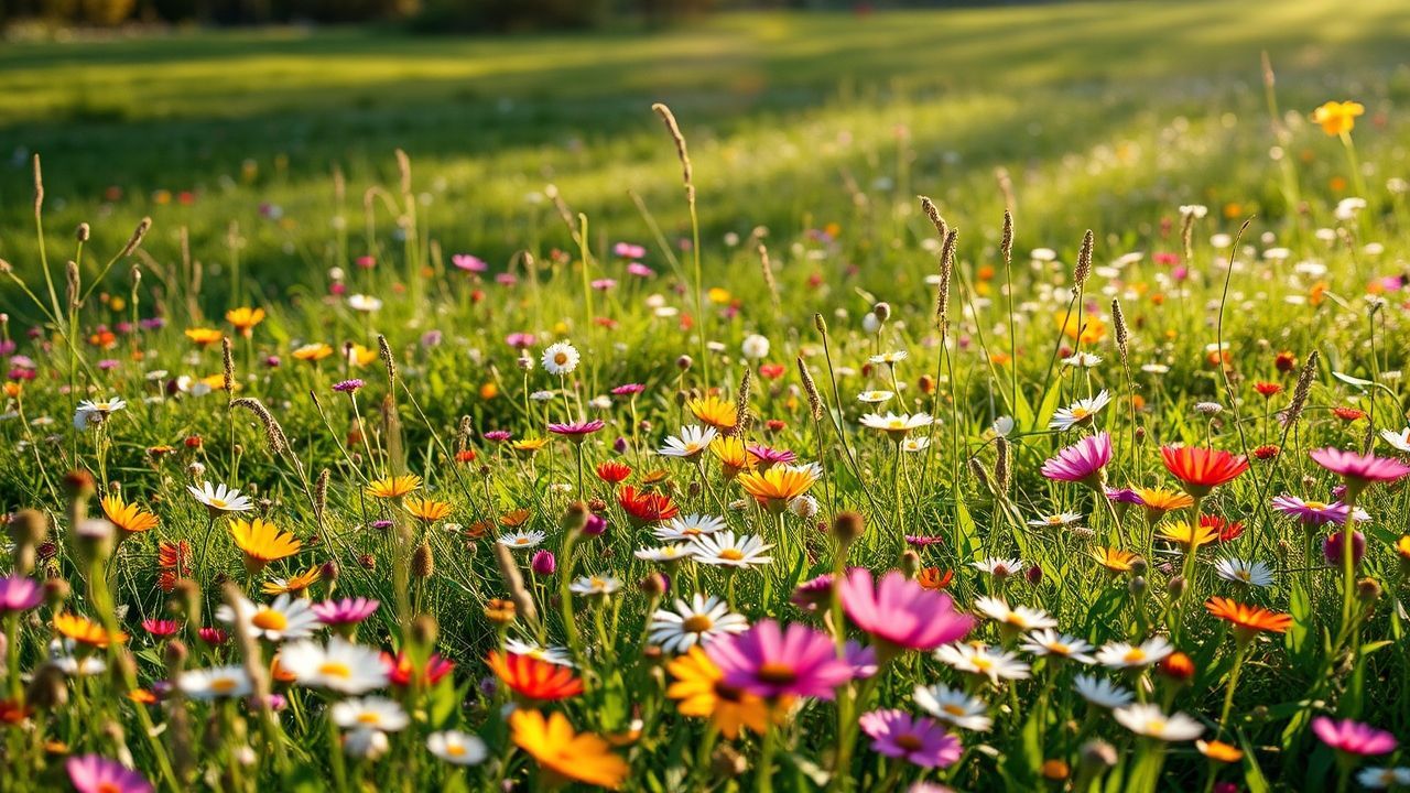 Wondrous Meadow Wildflowers Carpet in Spring