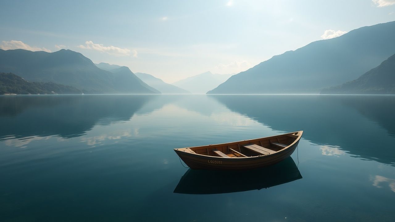 Wondrous Single Boat Calm Reflections