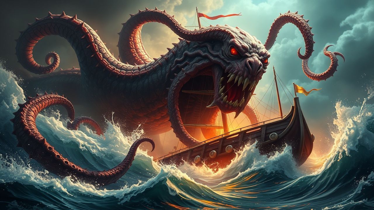 Enchanted Kraken Attacking Ship Storm
