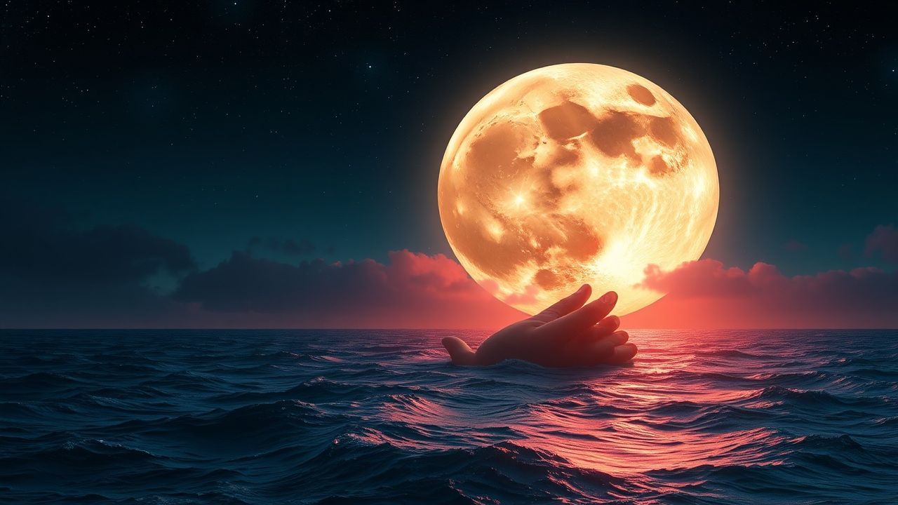 Pristine Giant Moon Touching by Night