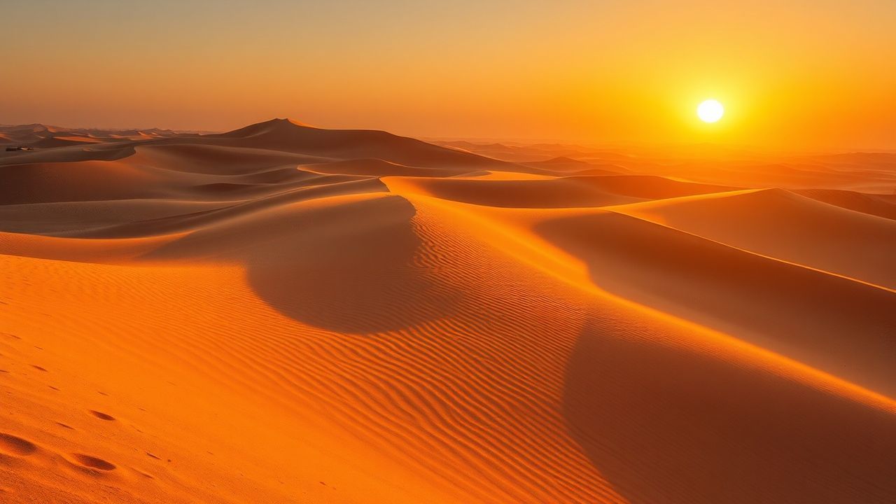 Immense Sahara Dunes Ripples in Golden Light