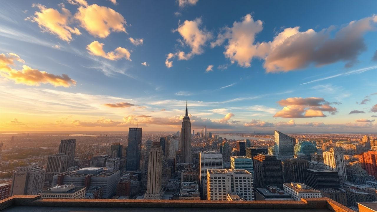 Enchanting Rooftop Skyline Clouds Panorama