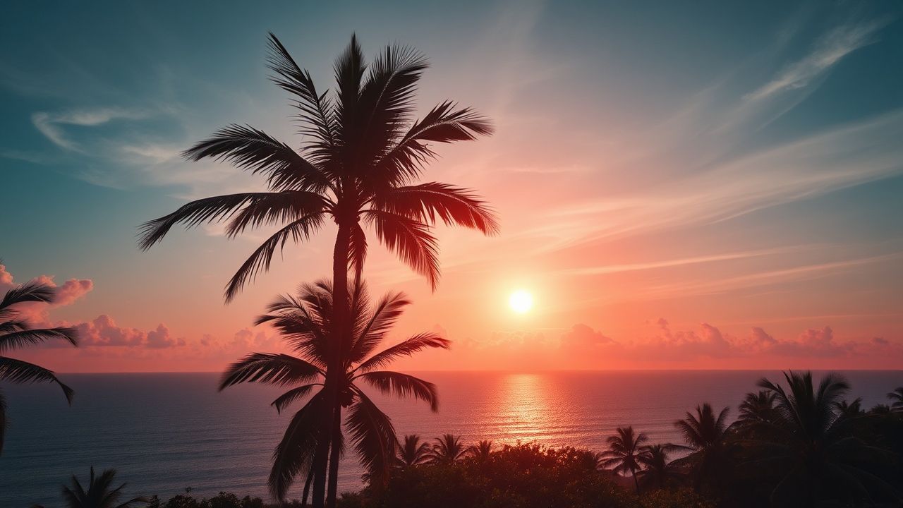 Sublime Palm Silhouettes Orange at Sunset