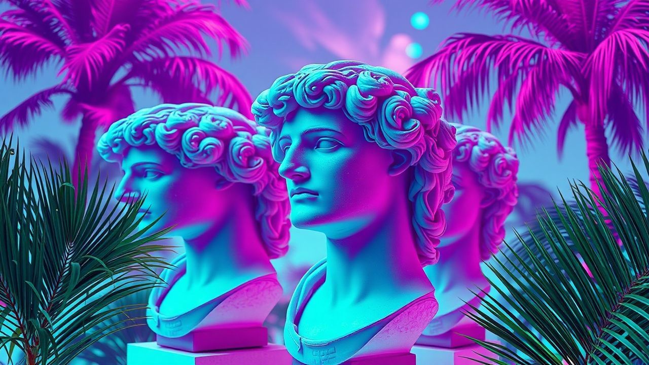 Radiant Vaporwave Roman Busts
