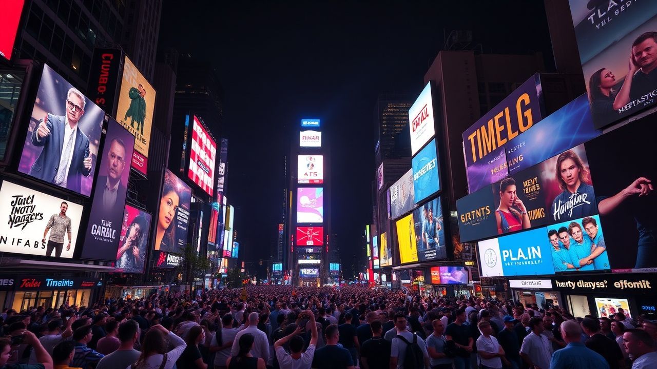 Sweeping Times Square Billboards by Night