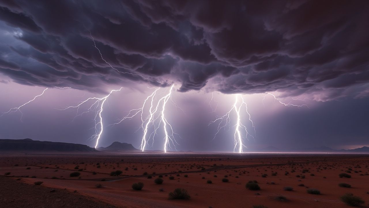 Sweeping Lightning Multiple Bolts Storm