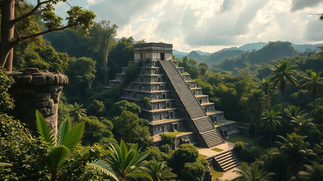 Magnificent Mayan Pyramid Jungle Ruins