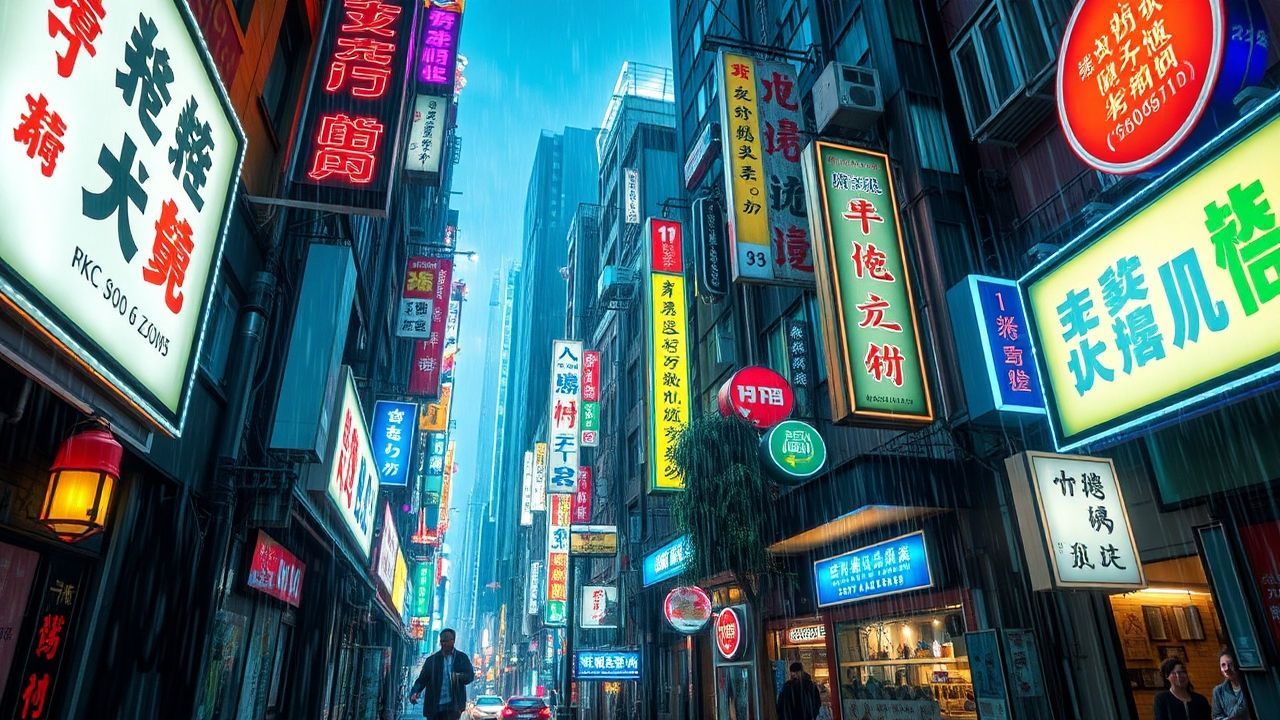 Stunning Hong Kong Alley Neon Dreams