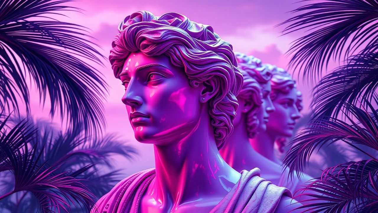Cosmic Vaporwave Roman Busts