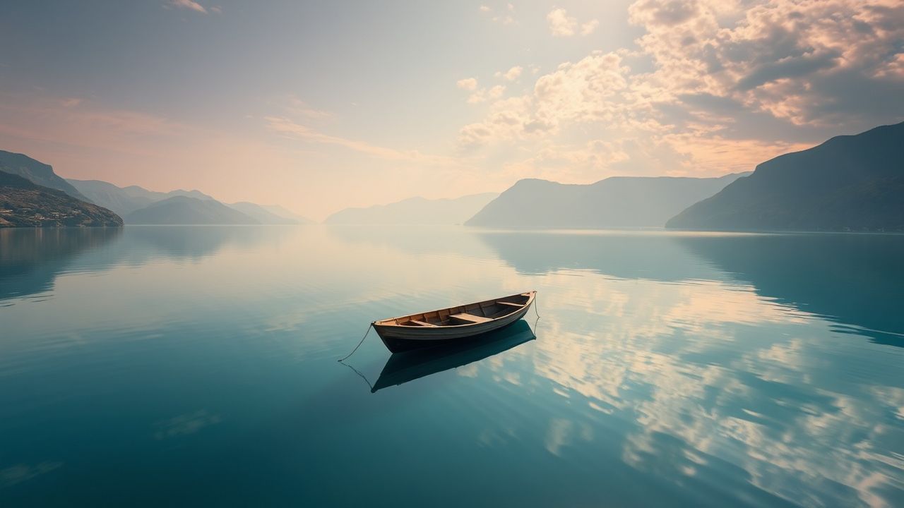 Delicate Single Boat Calm Reflections