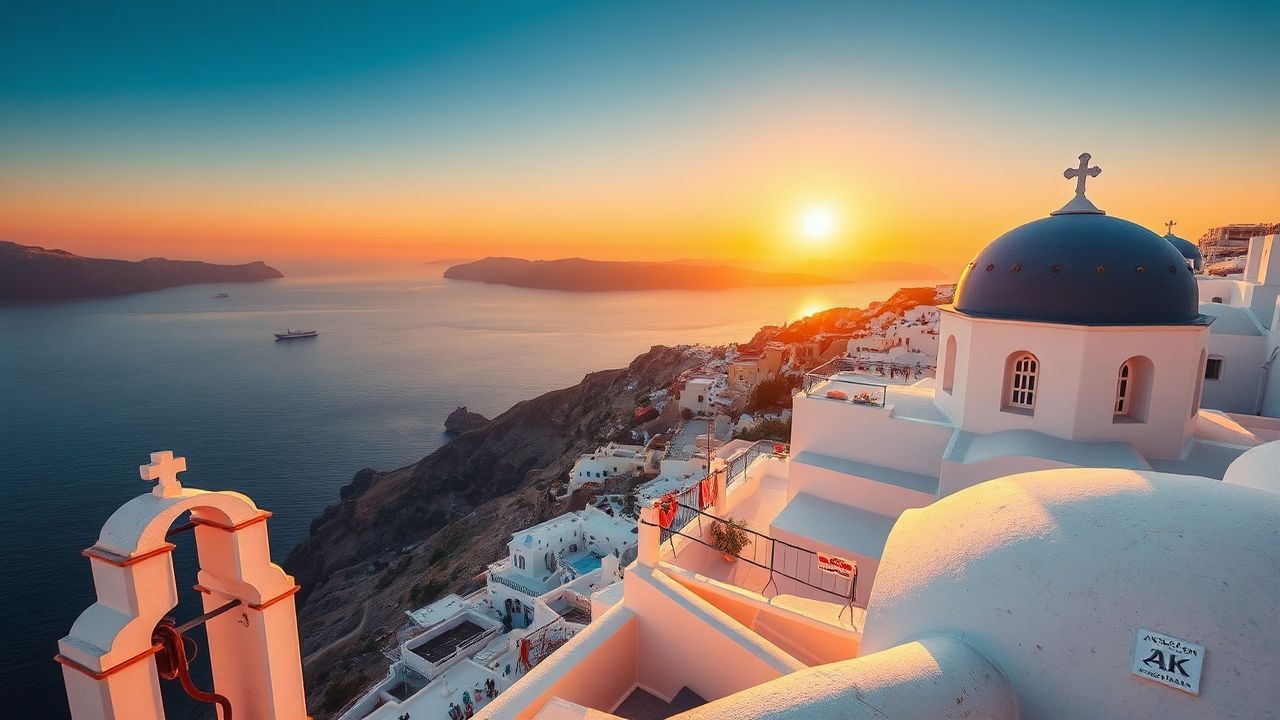 Enchanting Santorini Domes White at Sunset