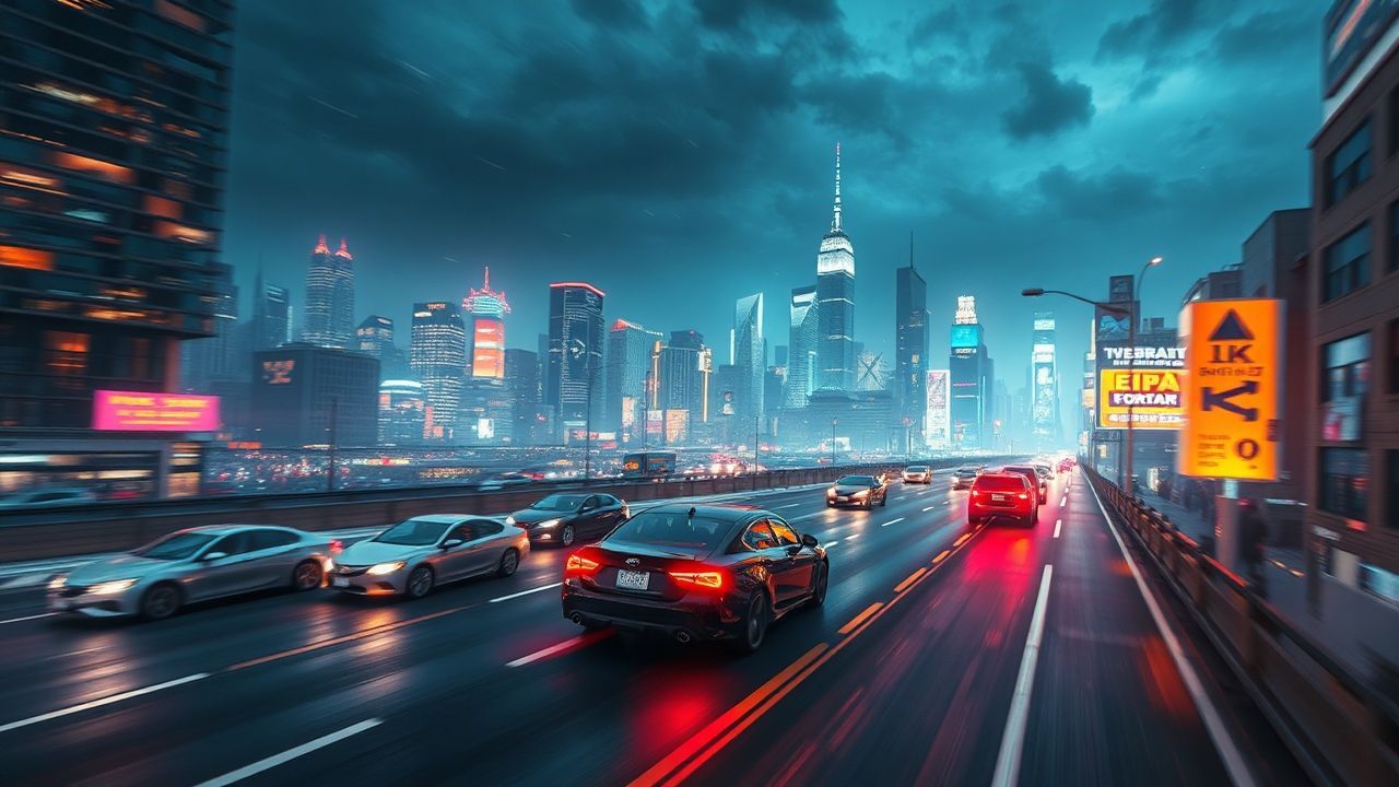 Magnificent Flying Cars Traffic Neon Dreams