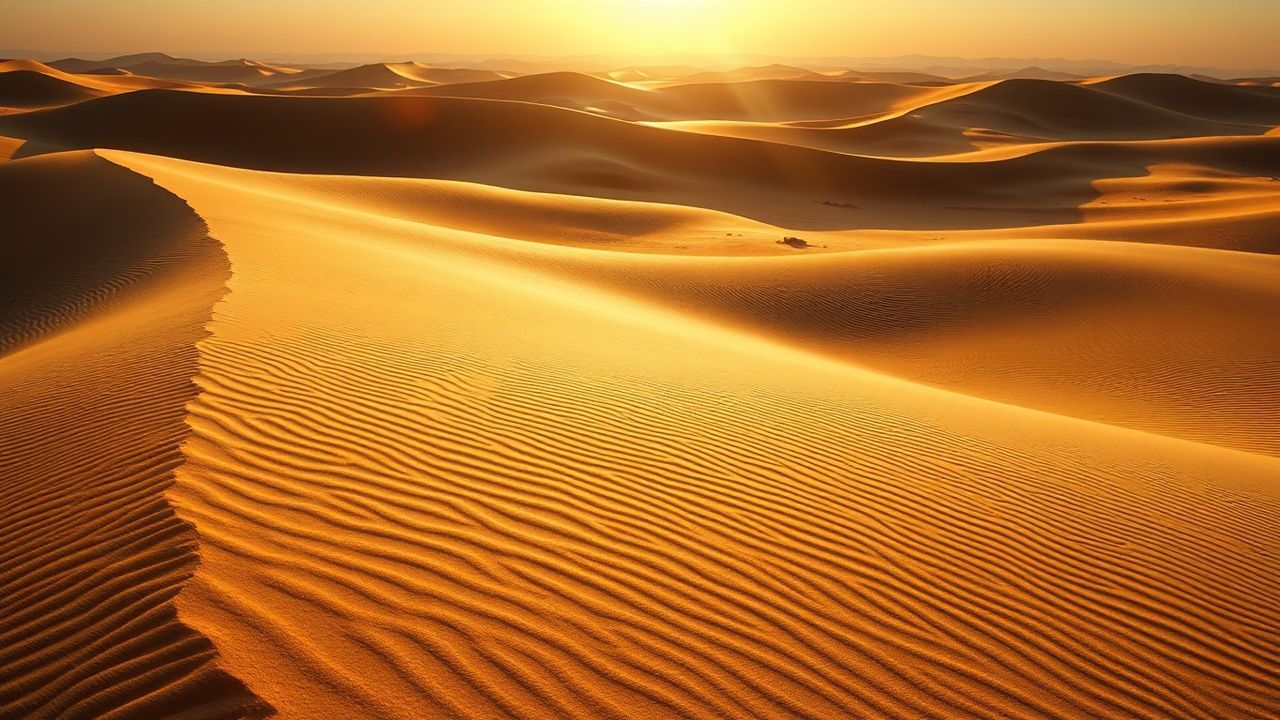 Extraordinary Sahara Dunes Ripples in Golden Light