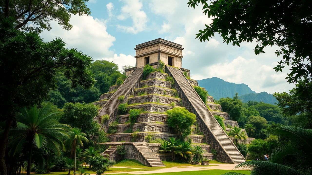 Lustrous Mayan Pyramid Jungle Ruins