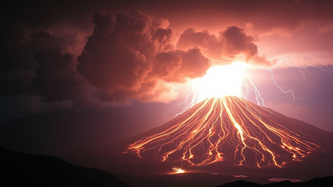 Exquisite Volcanic Lightning Eruption