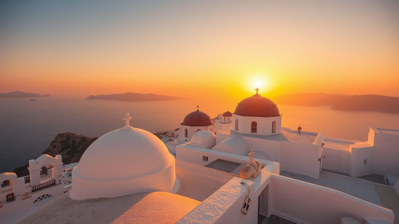 Celestial Santorini Domes White at Sunset