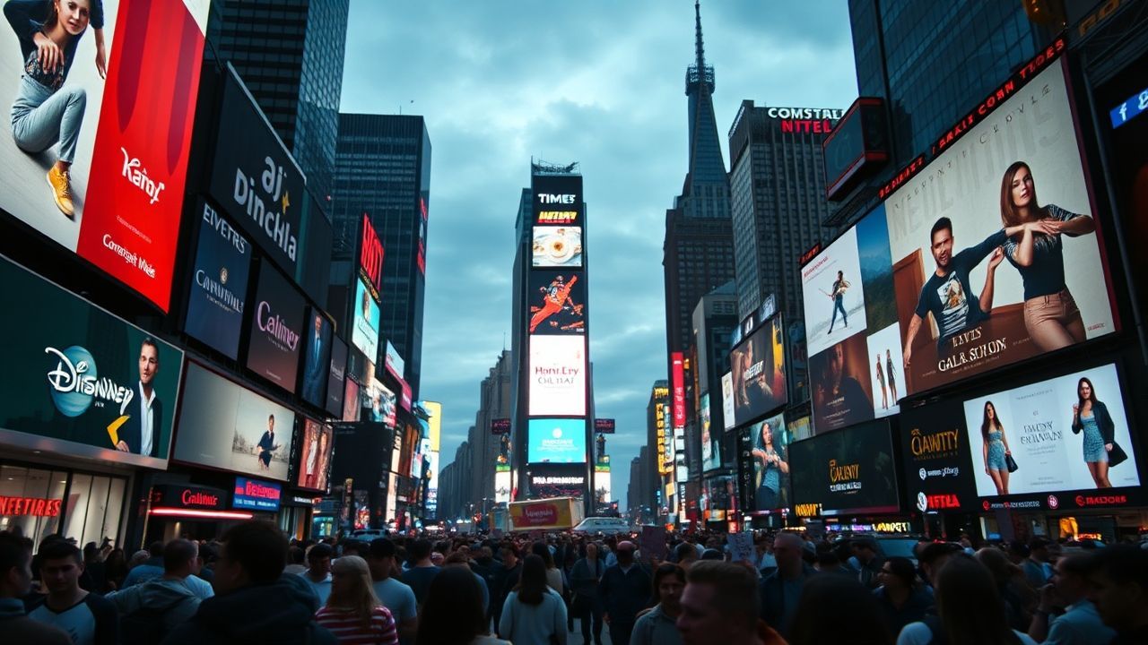 Verdant Times Square Billboards by Night
