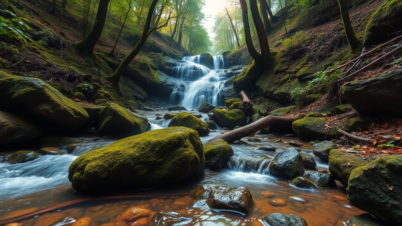 Sprawling Forest Stream Mossy Serenity