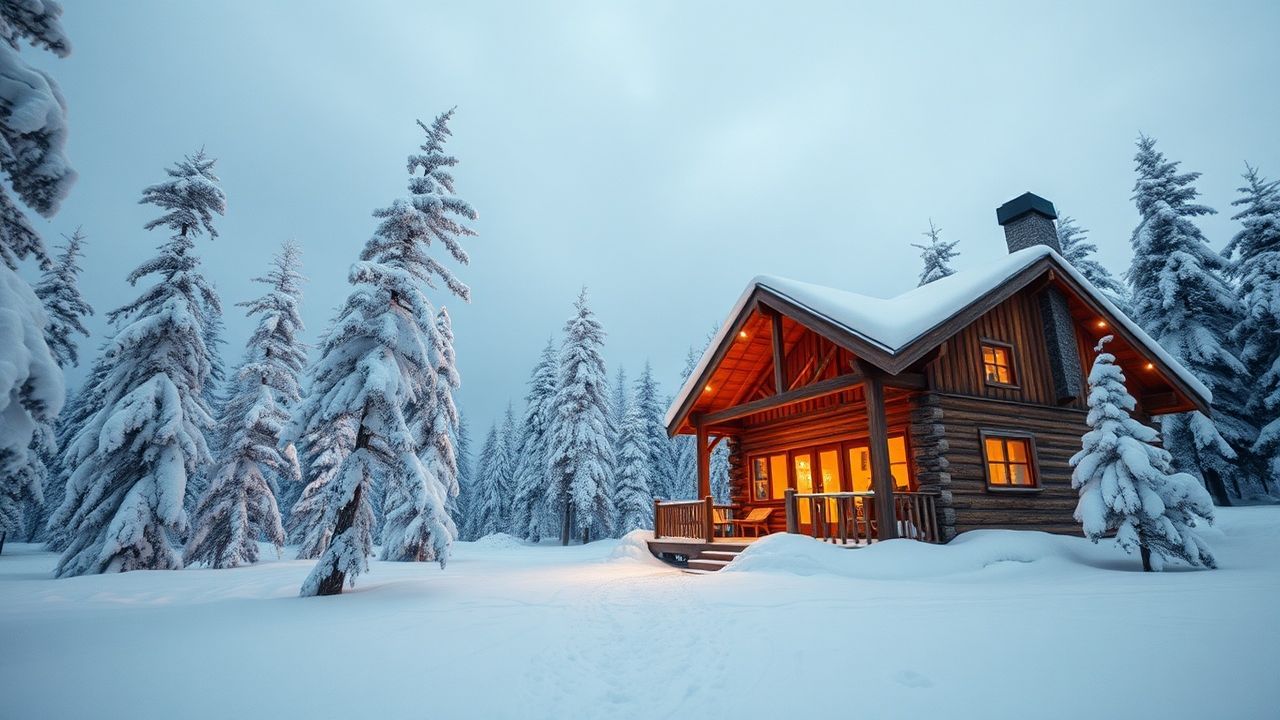 Striking Scandinavian Cabin Isolation in Winter