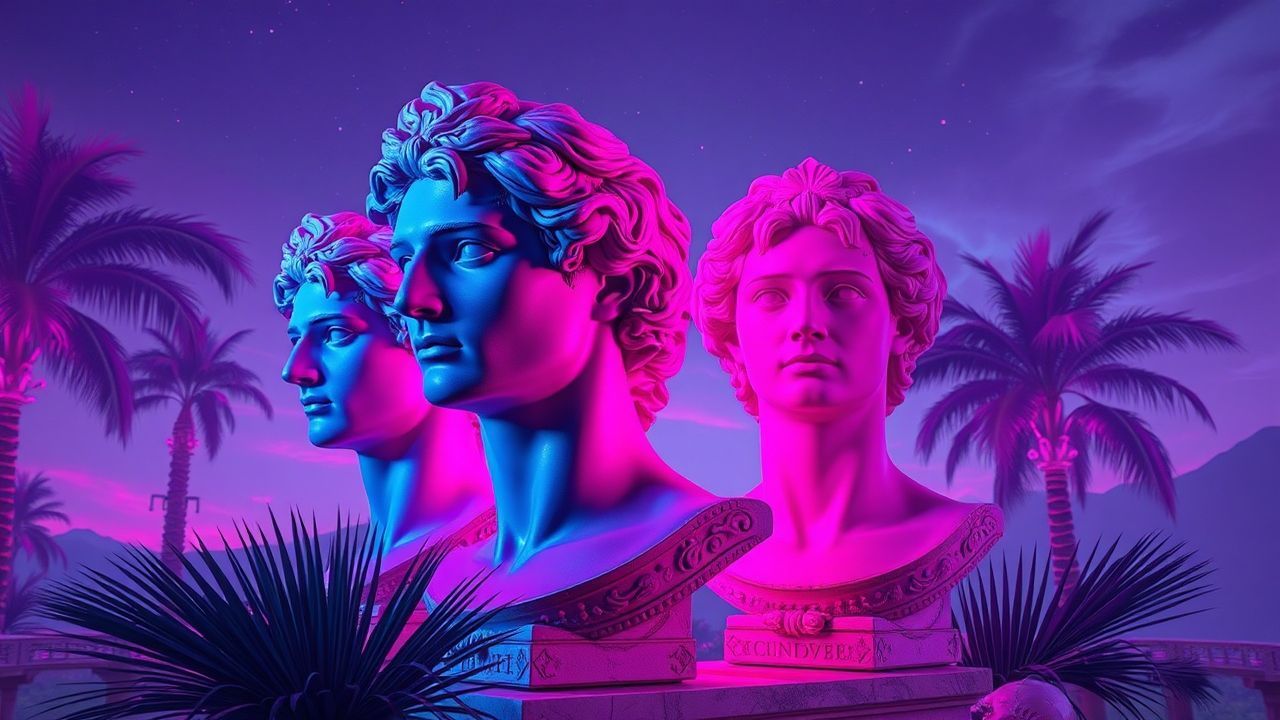 Splendid Vaporwave Roman Busts