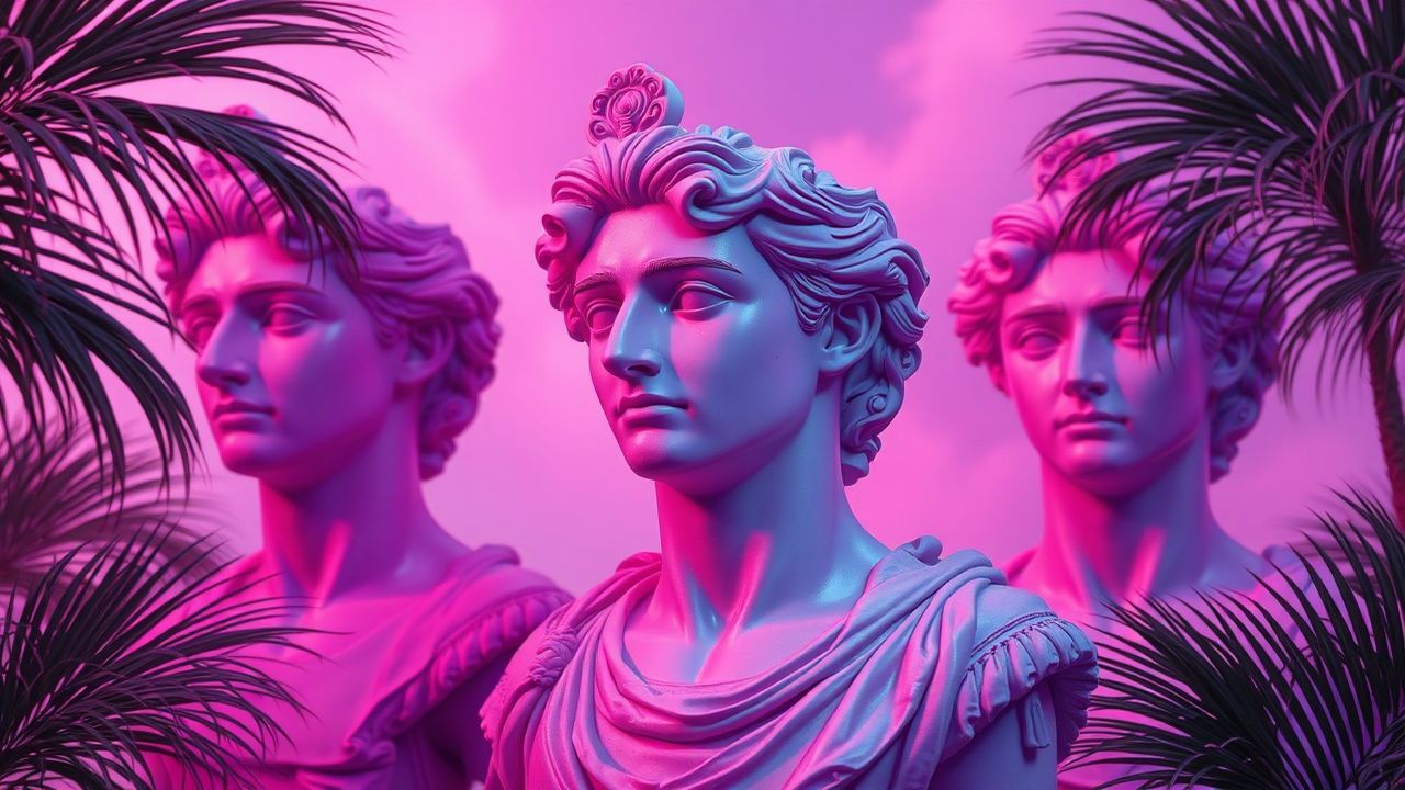 Sweeping Vaporwave Roman Busts