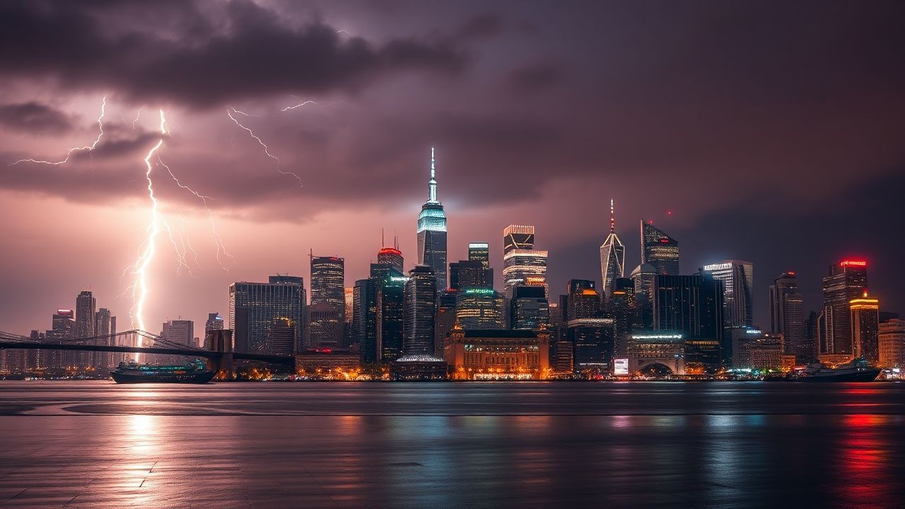 Phenomenal Lightning Bolt City by Night