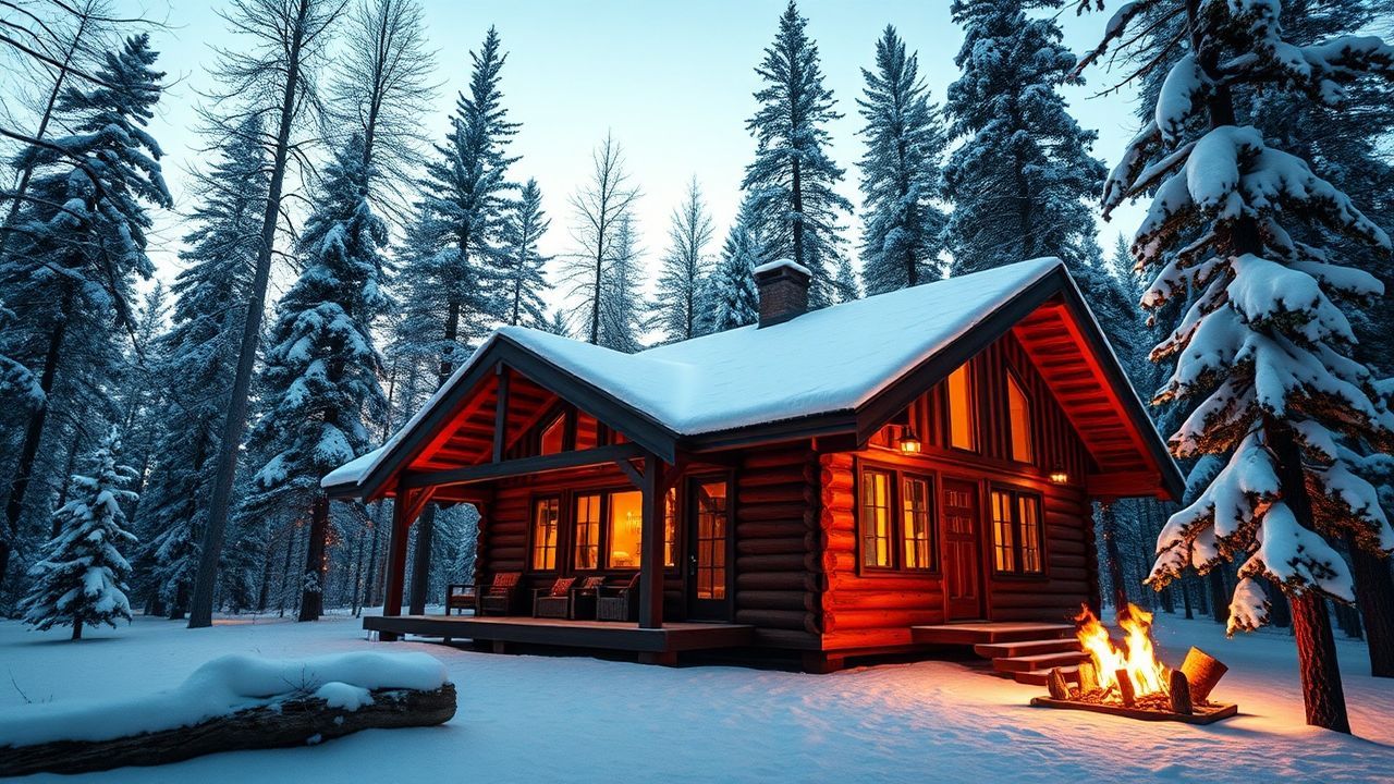 Ornate Scandinavian Cabin Isolation in Winter
