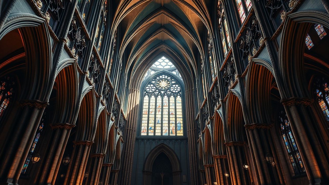 Ornate Gothic Cathedral Buttresses Drama
