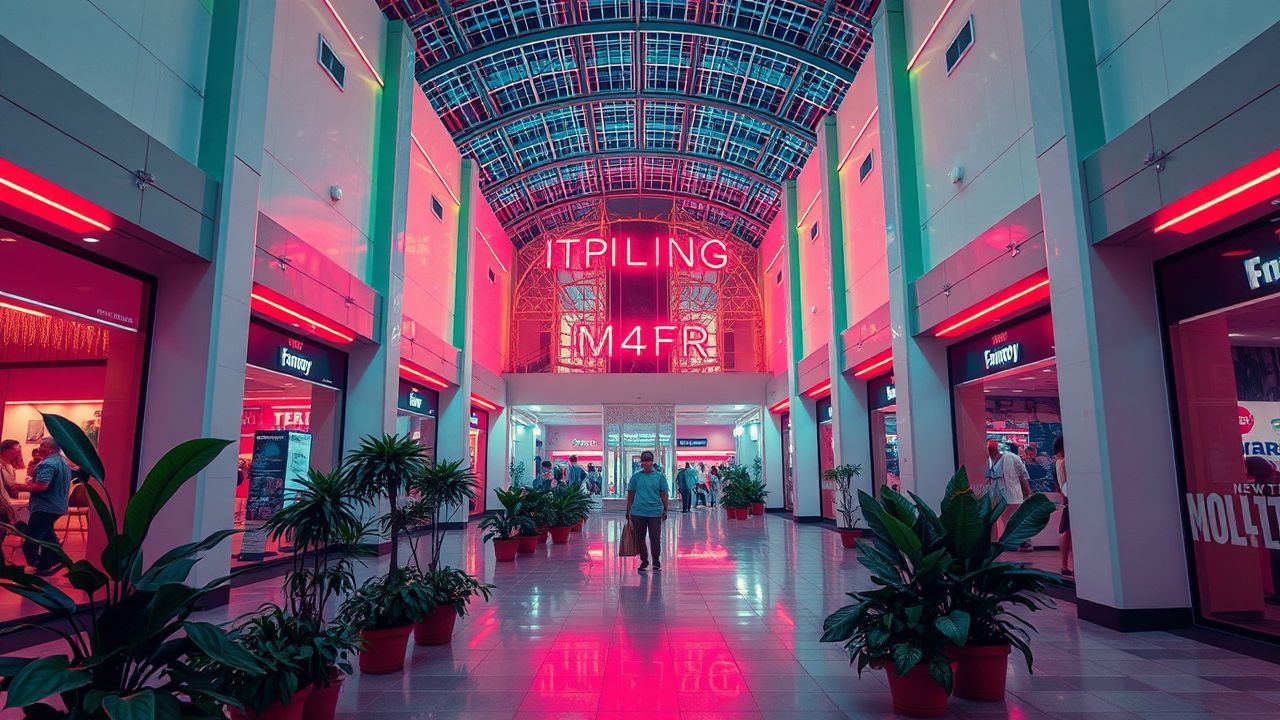 Infinite Empty Mall 90s Neon Dreams