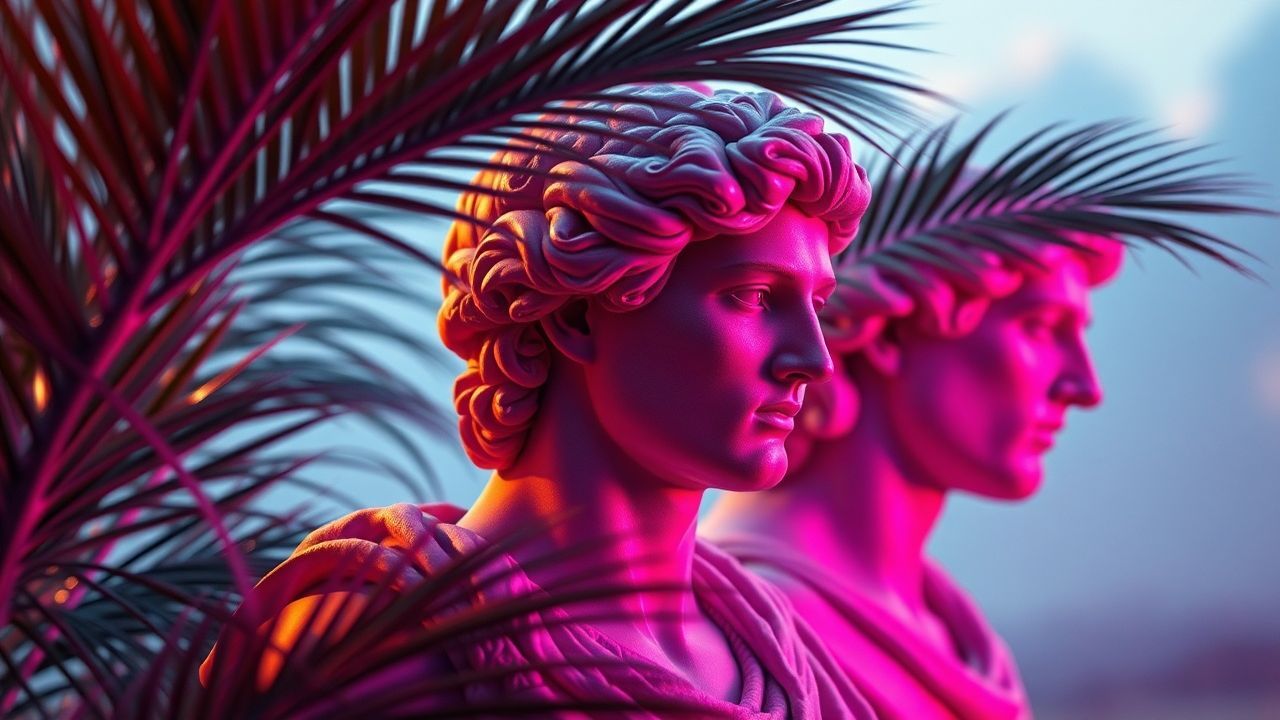 Delicate Vaporwave Roman Busts