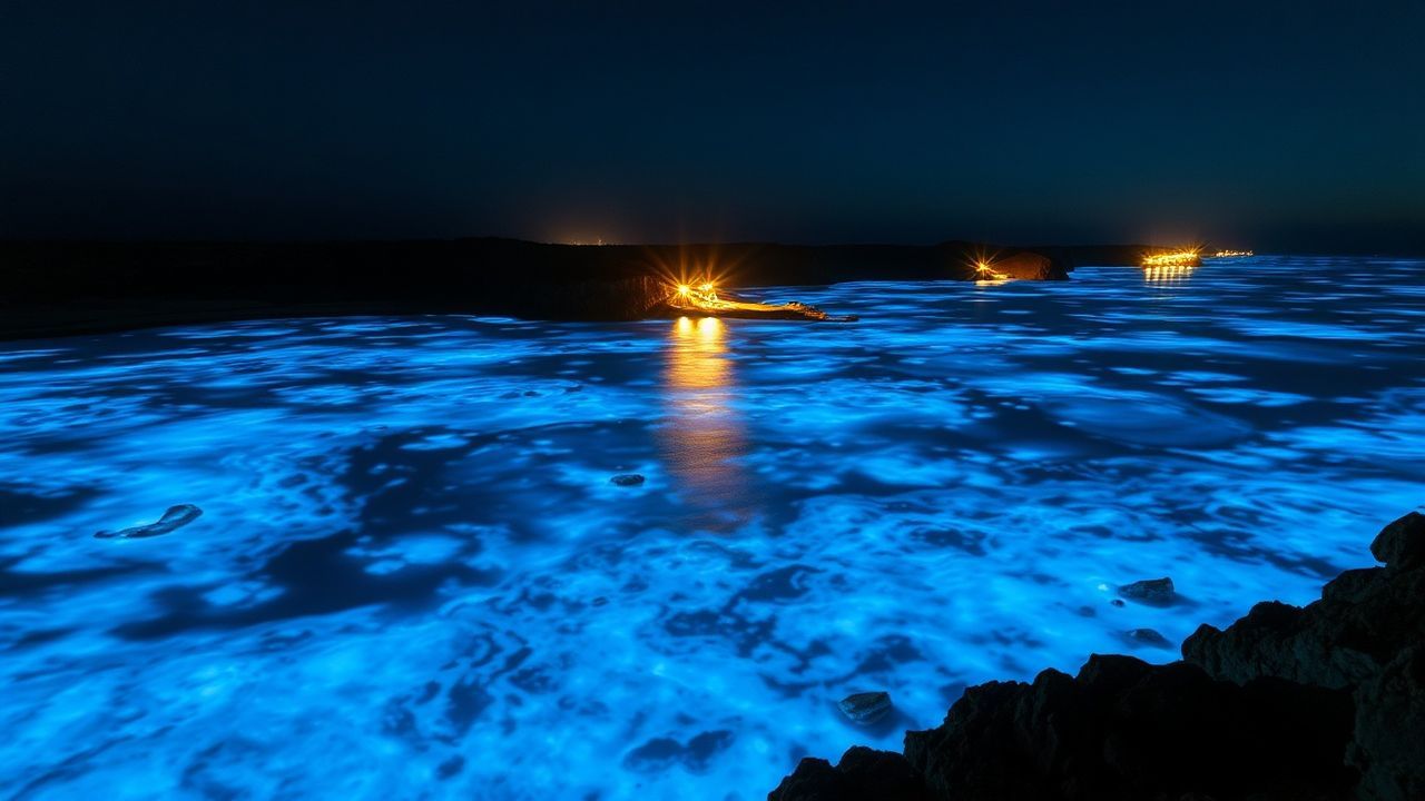 Radiant Bioluminescent Bay Blue Glow