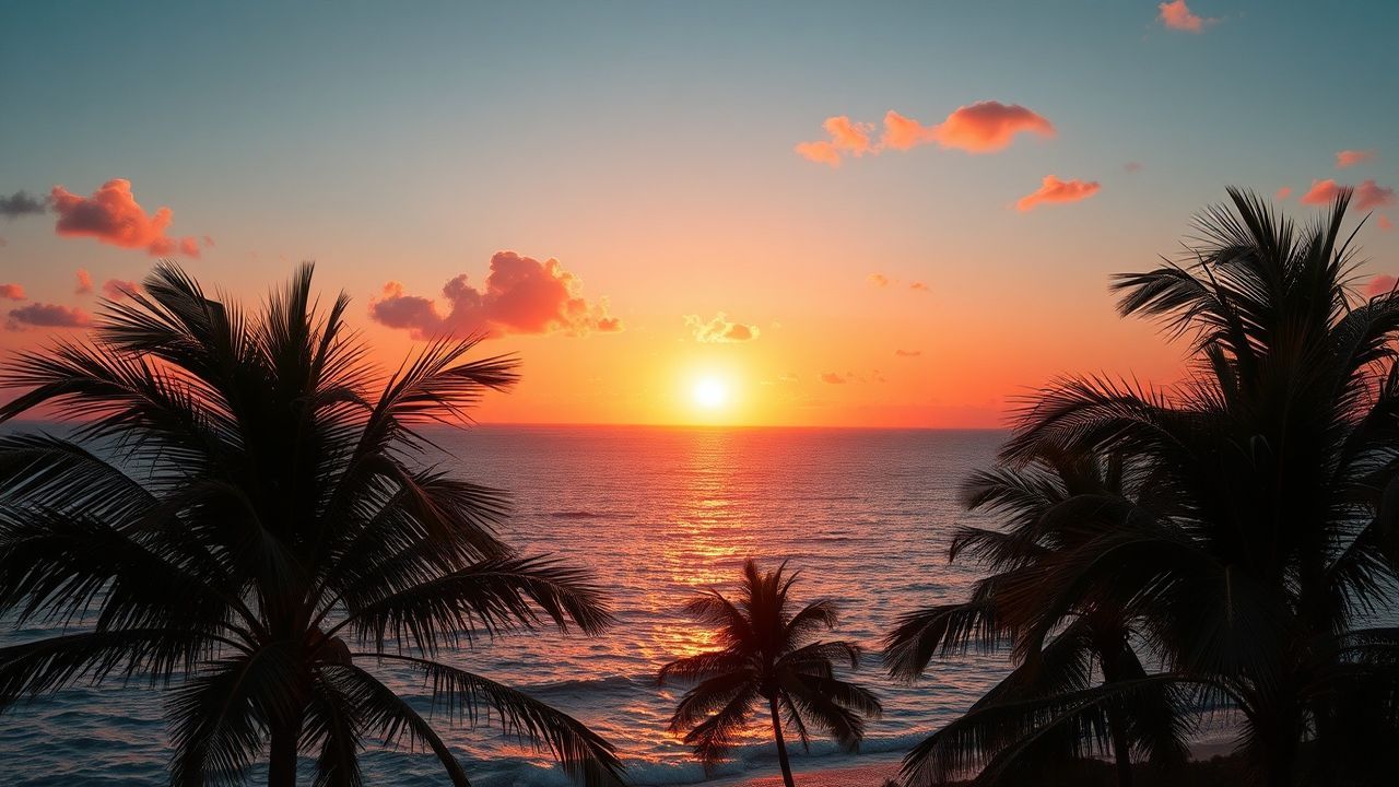 Stunning Palm Silhouettes Orange at Sunset
