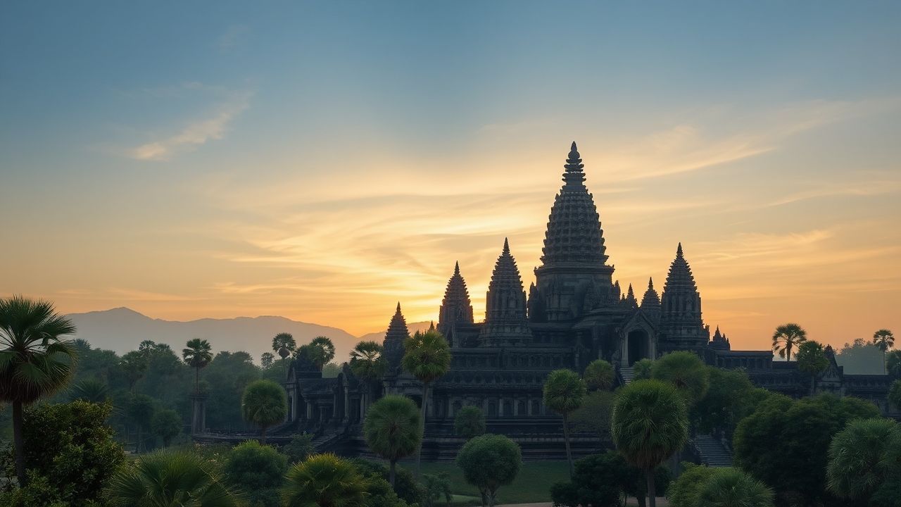 Breathtaking Angkor Wat Wat Temple at Sunrise