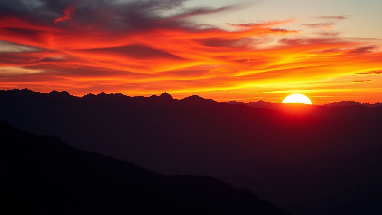 Dramatic Fire Sky Orange at Sunset