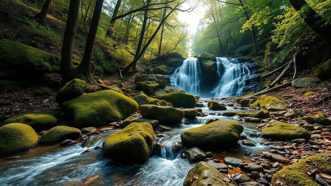 Enchanting Forest Stream Mossy Serenity