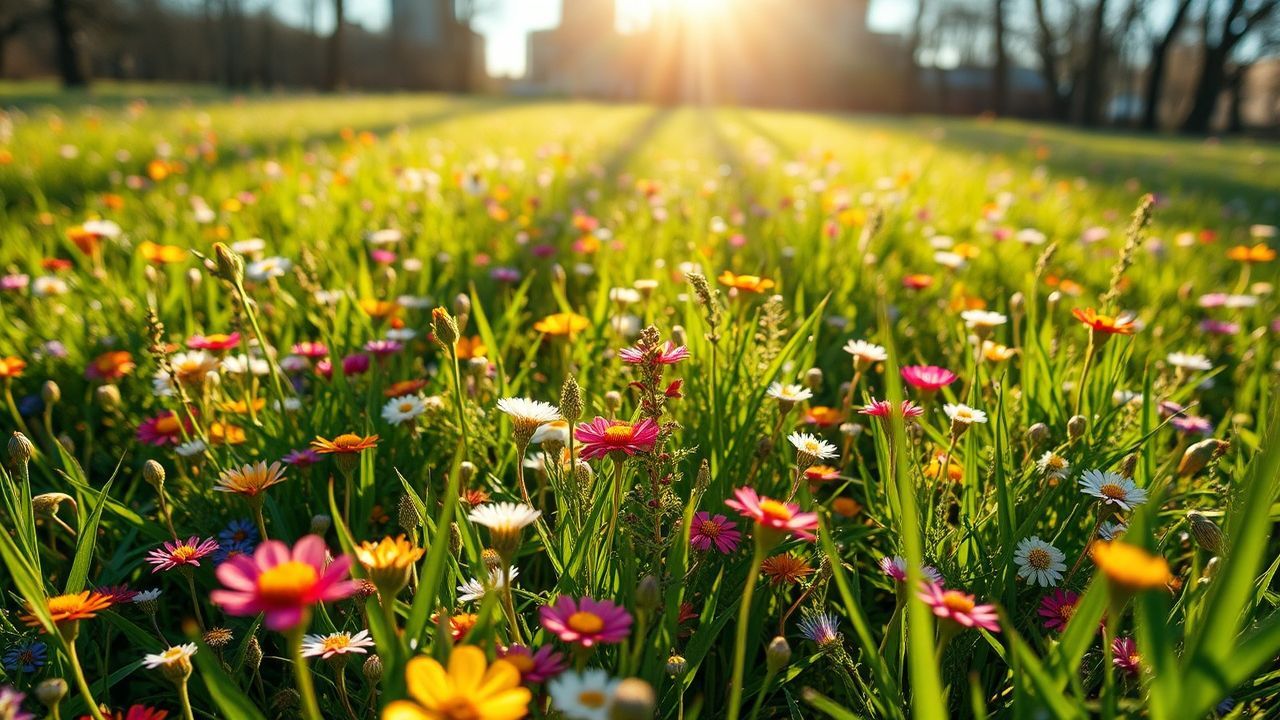 Sweeping Meadow Wildflowers Carpet in Spring