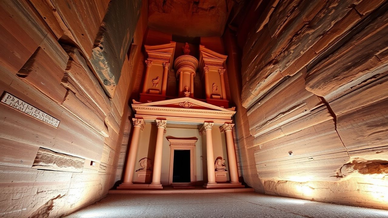 Luminous Petra Treasury Carved Ruins