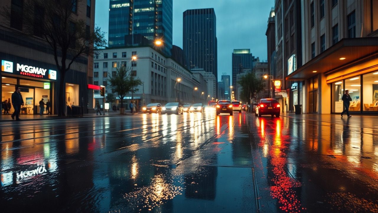 Immense Street Reflections Lights in the Rain