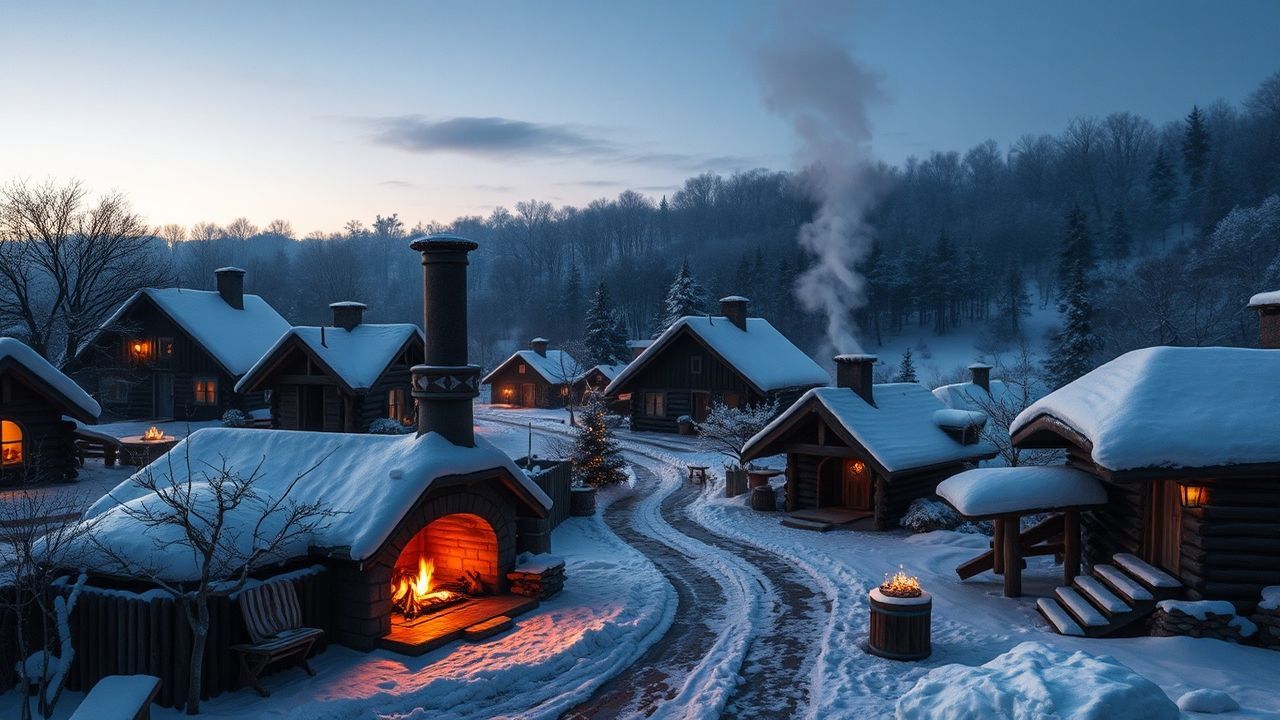 Immense Village First Cozy in Winter
