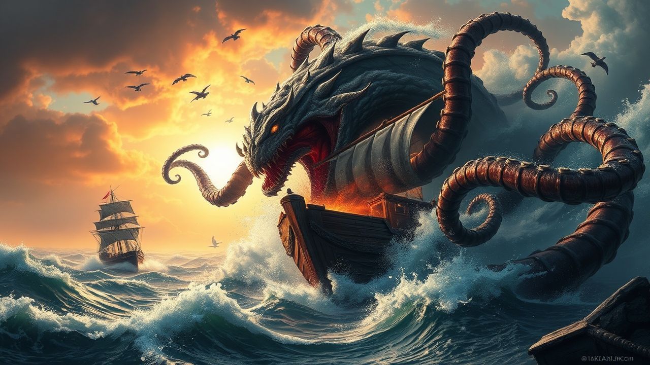 Spectacular Kraken Attacking Ship Storm